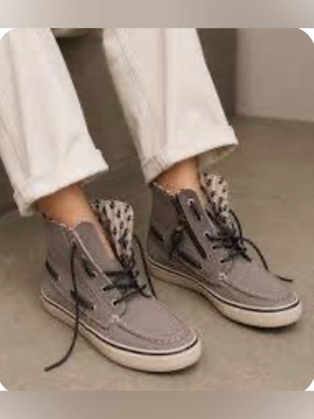 Sperry Gray Topsider High Top Corduroy Boat Shoes Sneakers Ankle Boots Size 7